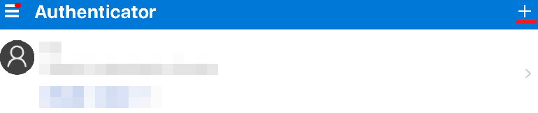 Microsoft Authenticator: Authentication Seed addition button