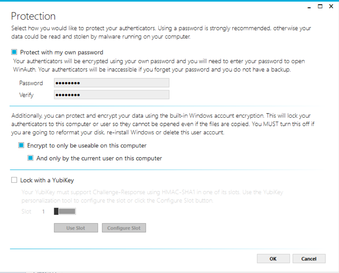 WinAuth 保護の設定
